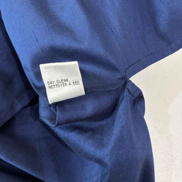 Talbots 100% Silk Shirt Royal Blue Button Front sz 14 Collared Satin Lightweight - Picture 6 of 9
